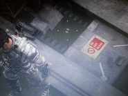 The exterior of one at Kastelo Singa Military Base. The words "DO NOT BLOCK" along with the "no" symbol are on top.