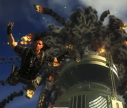 The broadcast antenna explodes in the mission.