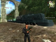 Examining the train.