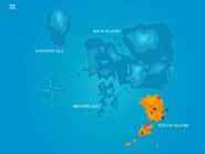 One of the earliest maps during game development. Notice how the altitude circle would relocate several mountains. See also: Cut game content from Just Cause 3.