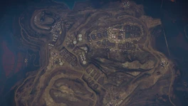 Seen from above at night. The outposts are visible by their light.