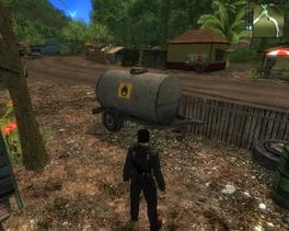 Explosive pesticide tank trailer.