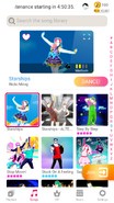 Starships on the Just Dance Now menu (2020 update, phone)