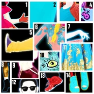 Coach-guessing promotional image (along with The Fox (What Does The Fox Say?) (P1/P3-C1), Best Song Ever (P3), She Looks So Perfect (P2), Cat, 4x4 (P1), Love Is All (P1), You Spin Me Round (Like a Record), Bang Bang (P2), I Love It, Mohini, Love Me Again, Panda, and Fix)