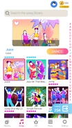 Juice on the Just Dance Now menu (phone)