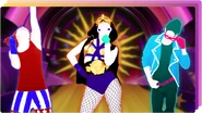 Emery Stellar on the second icon for the Just Dance Now playlist "Rocktober Frenzy!" (along with Rowan Tiger and Ortiz)