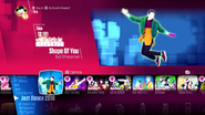 Shape of You on the Just Dance 2018 menu