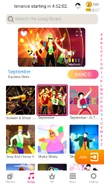 September on the Just Dance Now menu (2020 update, phone)