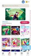 Mayores on the Just Dance Now menu (phone)