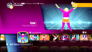 Fame on the Just Dance 2018 menu