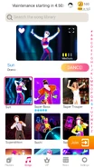 Sun on the Just Dance Now menu (2020 update, phone)