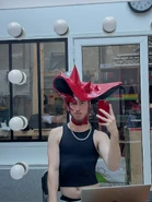 Choreographer Jordan Boury wearing Obscure’s headpiece