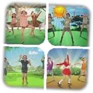 Five Little Monkeys on the icon for the Just Dance Kids 2 playlist "Animals" (along with The Lion Sleeps Tonight (Wimoweh), Itsy Bitsy Spider, and Crocodile Rock)