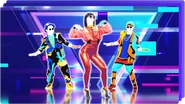 The coaches on the icon for the Just Dance Now playlist "Digital Dancefloor" (along with Ember)