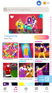 Temperature on the Just Dance Now menu (phone)