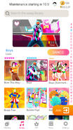 Boys on the Just Dance Now menu (2020 update, phone)