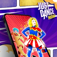 P2 on a promotional image for Just Dance Now made to celebrate the 2022 edition of San Diego Comic-Con (along with Stargirl)