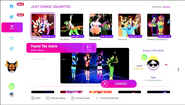 Pound The Alarm in the Just Dance 2019 menu