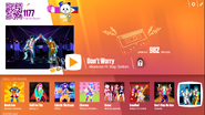 Don't Worry on the Just Dance Now menu (2017 update, computer)