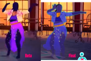 Comparision between the background dancers’ designs