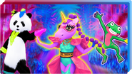 Panda on the second icon for the Just Dance Now playlist "Dancing in the Wild" (along with Bassa Sababa and Dame Tu Cosita)