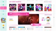 Lights on the Just Dance 2020 menu
