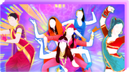 The coach on the icon for the Just Dance Now playlist "Vibrant Vibe" (along with Beware of the Boys (Mundian To Bach Ke) and Jai Ho! (You Are My Destiny))