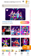 Finesse (Remix) on the Just Dance Now menu (2020 update, phone)