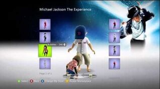 The Michael Jackson Experience XBox Live Marketplace Avatar Items