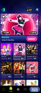 Sayonara on the Just Dance Now menu (2024 update, phone)