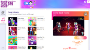 Come Back Home on the Just Dance Now menu (computer)