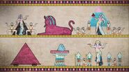 The painting of the coaches shown before and after the routine