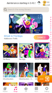 Ghost In The Keys on the Just Dance Now menu (2020 update, phone)