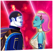 St. Valentine artwork featuring Si'Ha Nova and The Traveler, from Just Dance’s official Twitter account