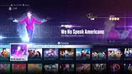 We No Speak Americano on the Just Dance 2016 menu