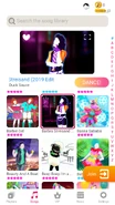 Barbra Streisand on the Just Dance Now menu (phone)