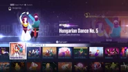 Hungarian Dance No. 5 on the Just Dance 2016 menu