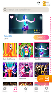Satellite on the Just Dance Now menu (phone)