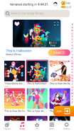 This is Halloween on the Just Dance Now menu (2020 update, phone)