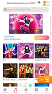 Sayonara on the Just Dance Now menu (2020 update, phone)
