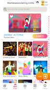 September (Disco Fitness Version) on the Just Dance Now menu (2020 update, phone)