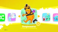 Boogiesaurus on the Just Dance 2019 menu (Kids Mode)