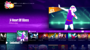 Heart of Glass on the Just Dance 2017 menu