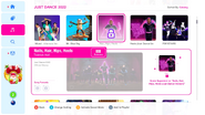 Nailships jd2022 menu locked.png (709 KB) Nails, Hair, Hips, Heels (Official Choreo) on the Just Dance 2022 menu, prior to unlocking the routine