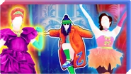 Blair on the icon for the "Dancing Queen" playlist on Just Dance Now (along with Feel Special (P3) and Primadonna)