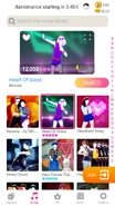 Heart of Glass no menu do Just Dance Now (atualização de 2020, celular)