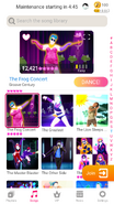 The Frog Concert on the Just Dance Now menu (2020 update, phone)