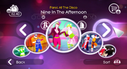 Nine in the Afternoon on the Just Dance 2 menu