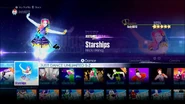 Starships on the Just Dance 2016 menu