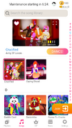 Crucified on the Just Dance Now menu (2020 update, phone)